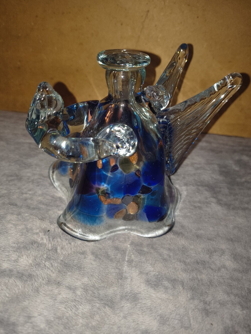 Handblown Blue Glass Angel Figurine by